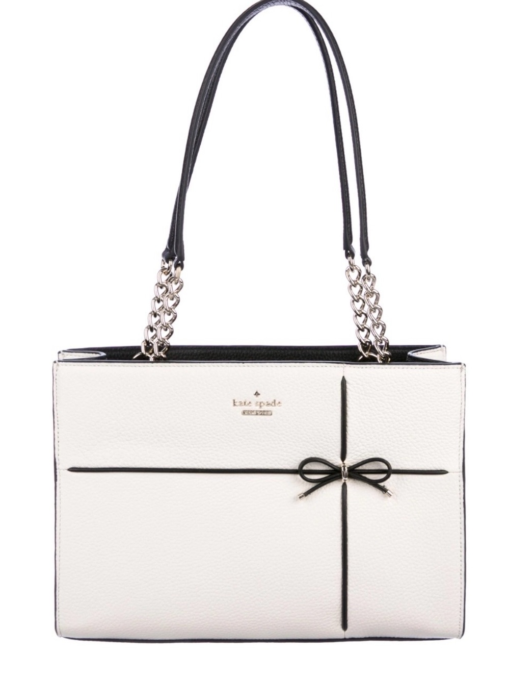 kate spade Cream Shoulder Bag with Black Trim and Bow Detail - Picture 7 of 10